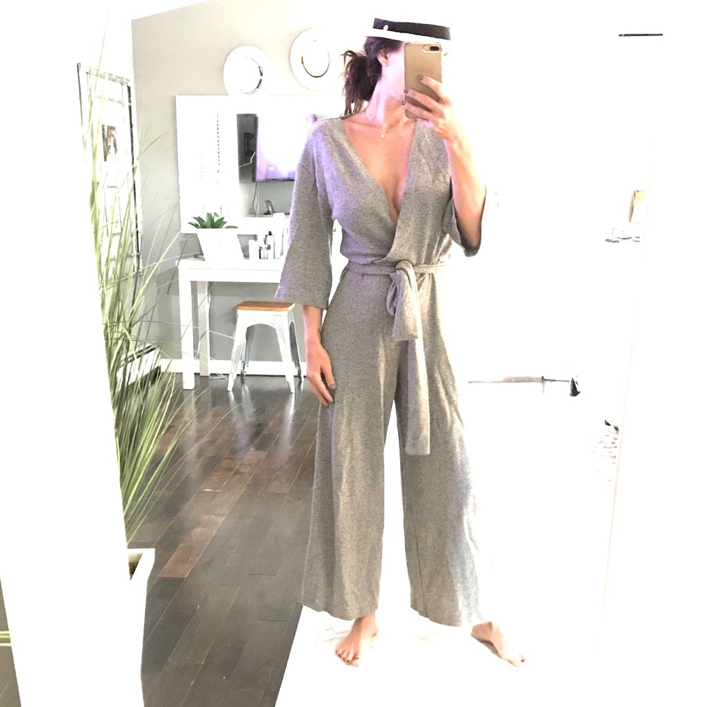 Zara gray ultra soft lounge wide leg jumpsuit SM